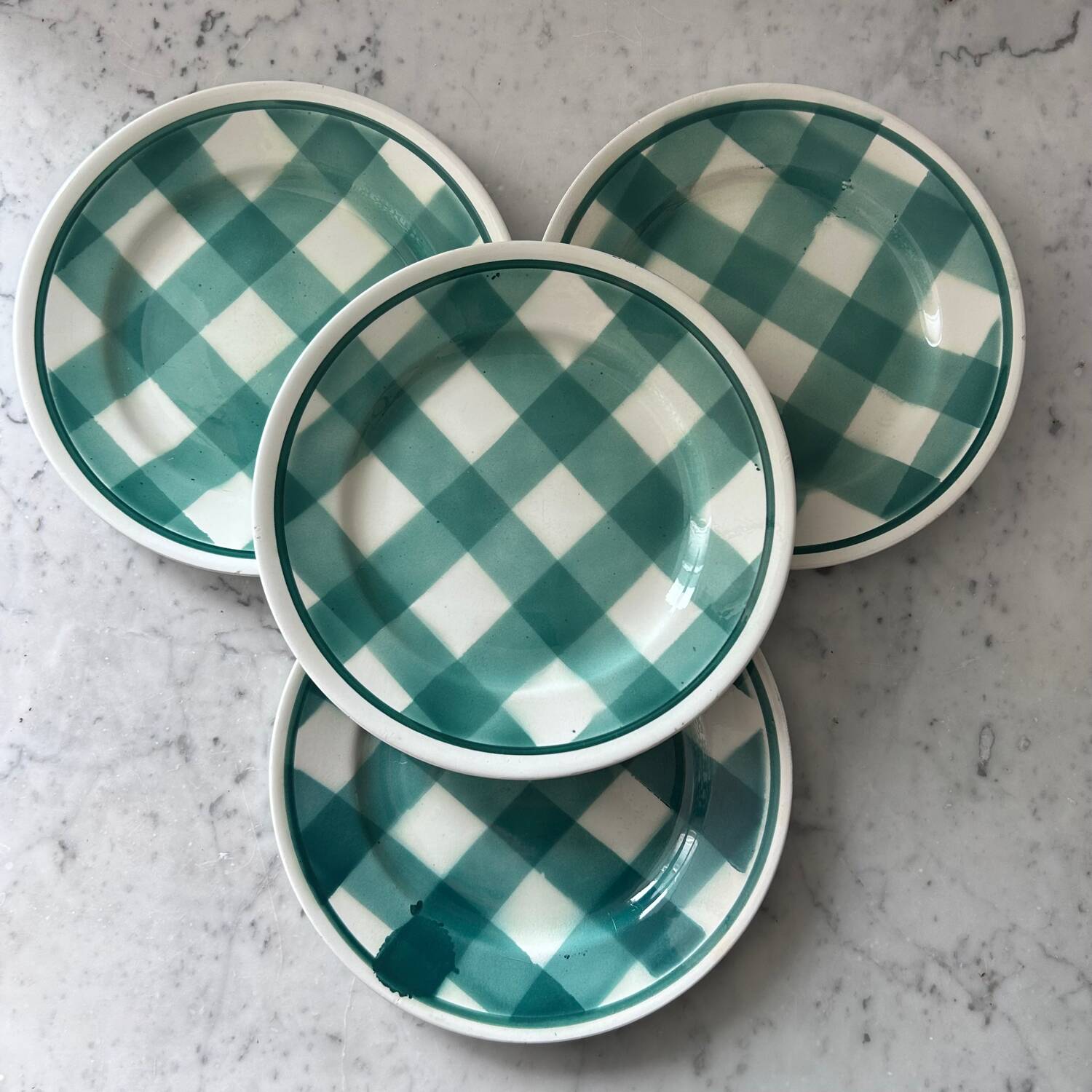 Service de 4 assiettes à carreaux