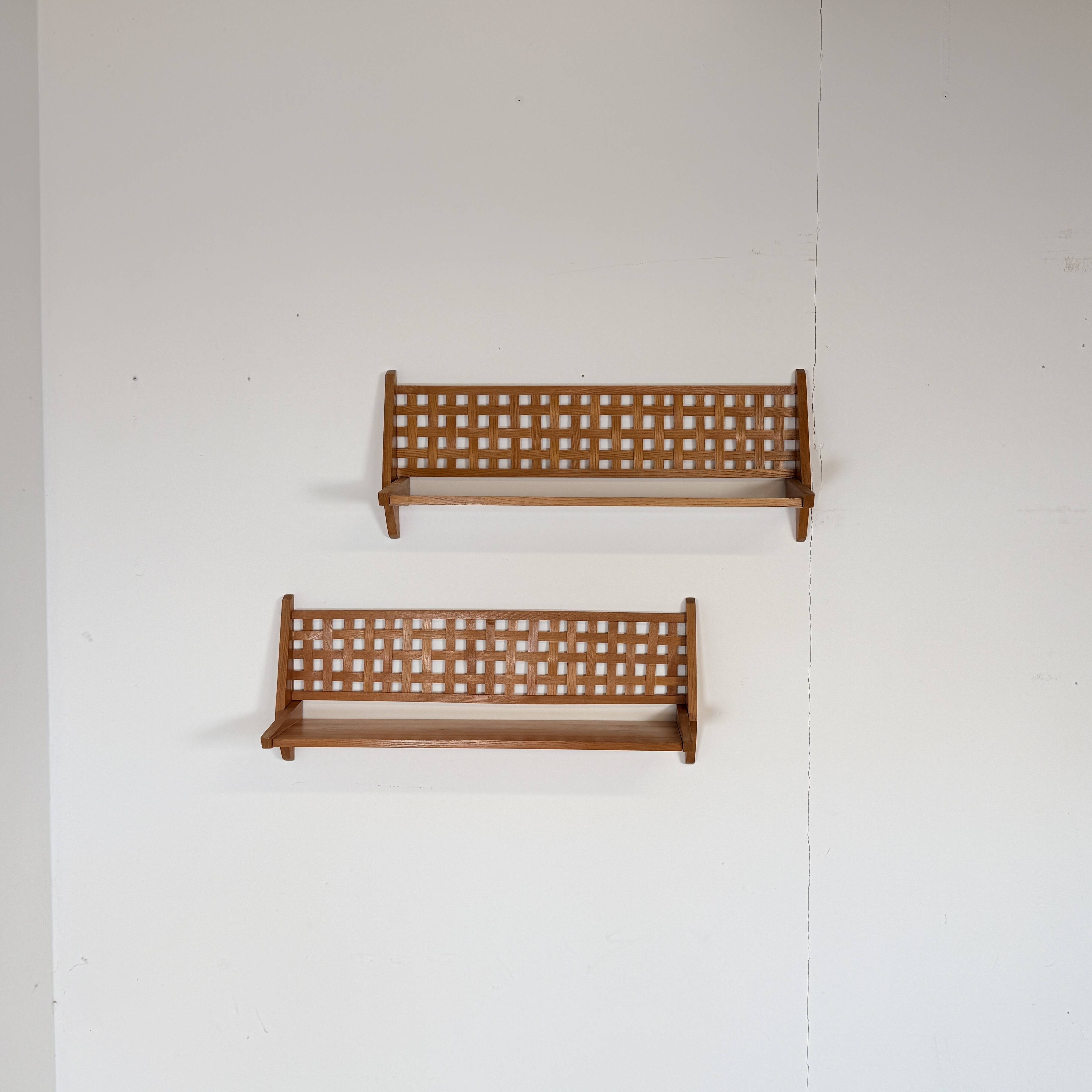 Set of 2 Mid-Century Wall Shelves with Woven Back Panel – ÚLUV