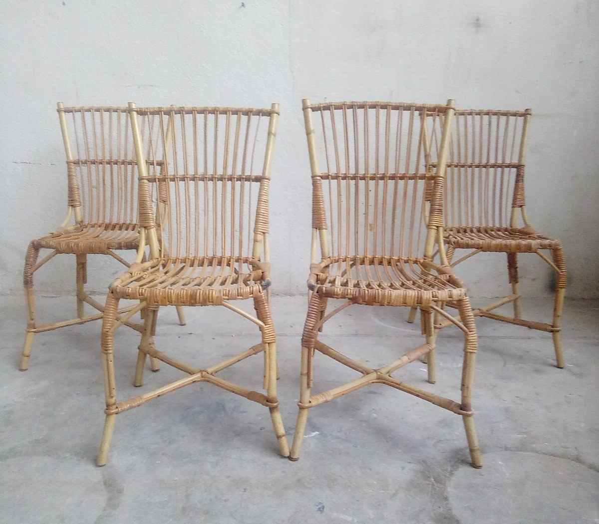 Lot de 4 chaises rotin