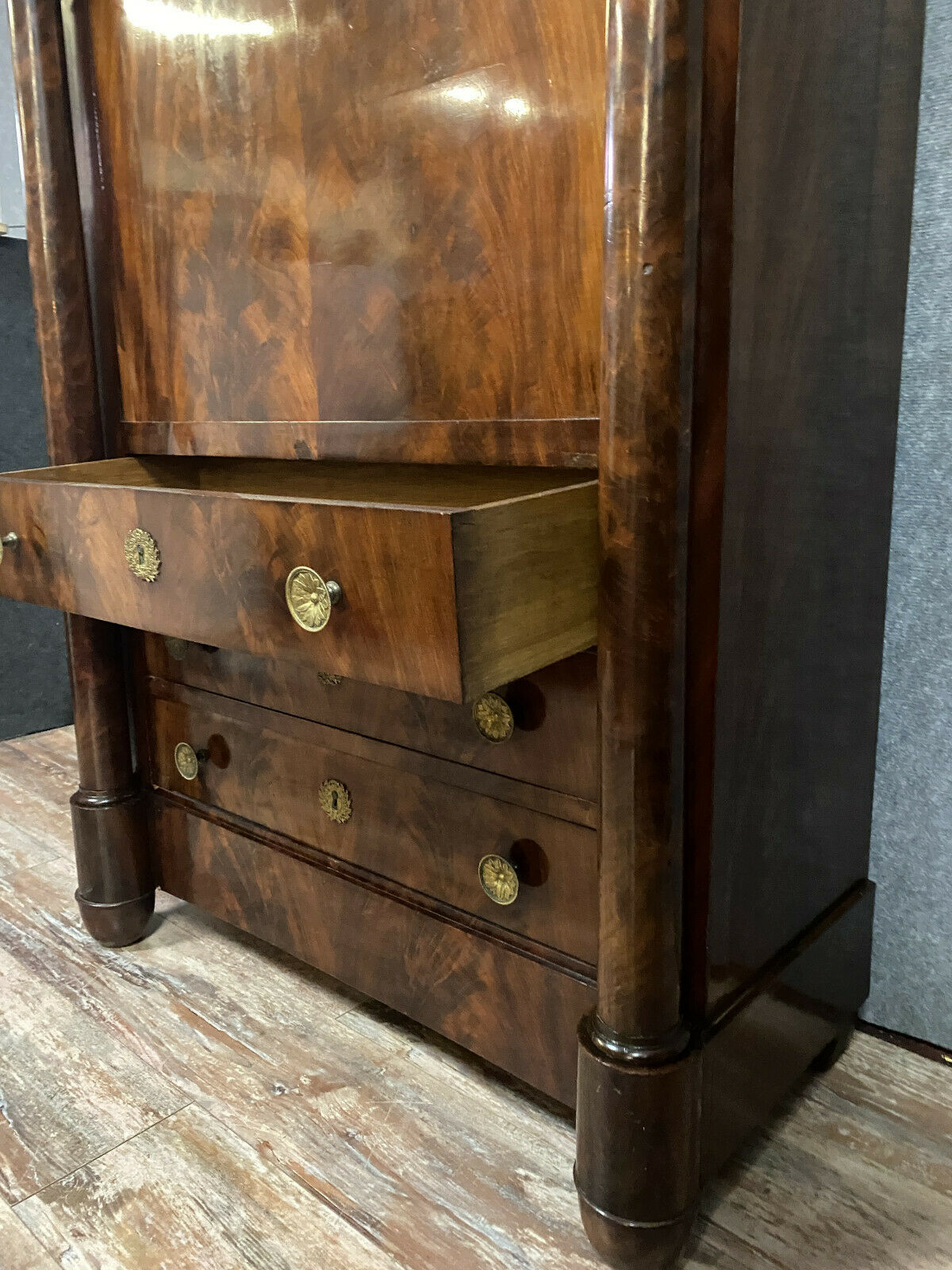 Secretary empire era in mahogany flamed around 1810