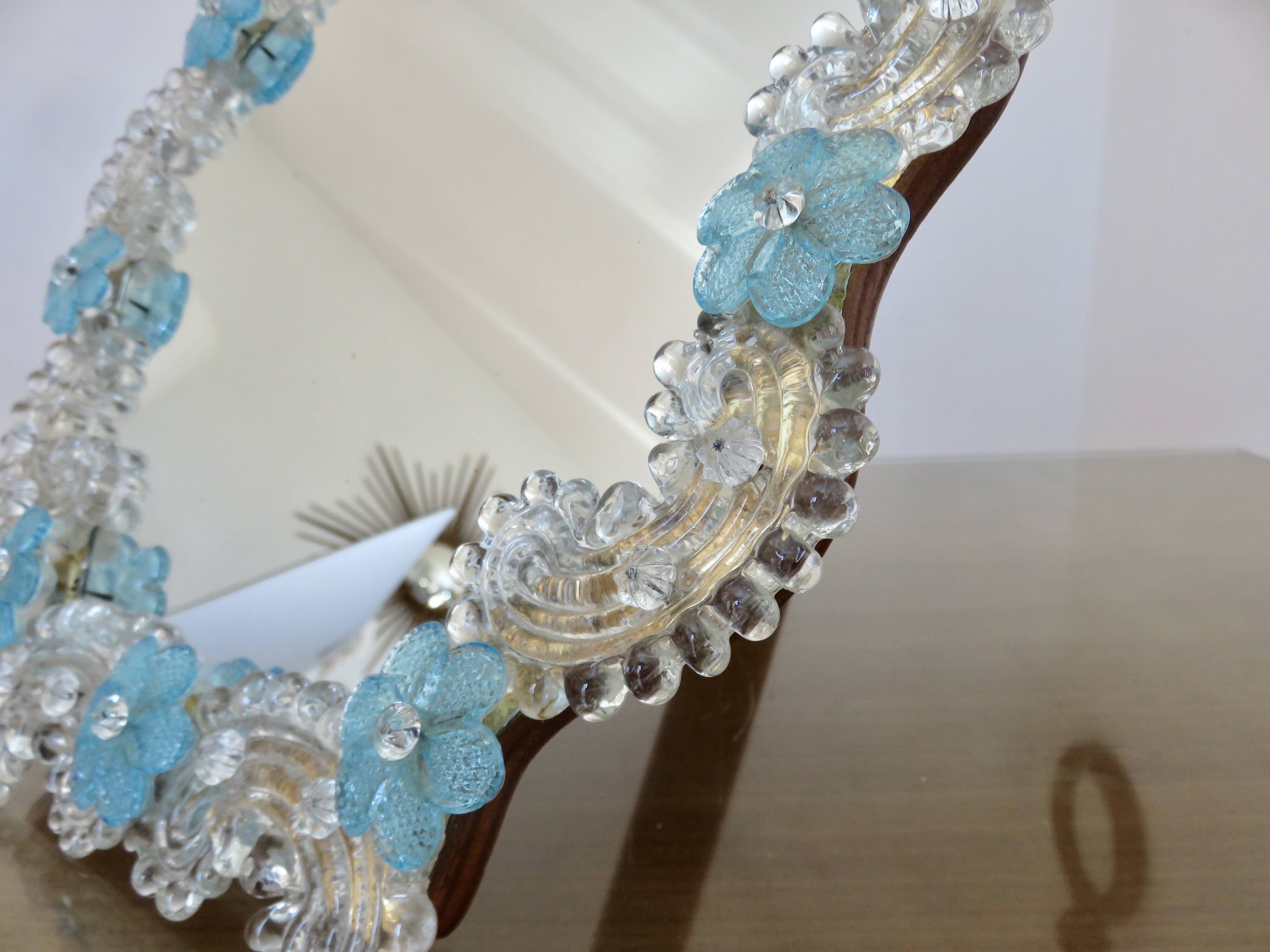 Venetian mirror made of Murano glass, for standing or hanging, 1950.