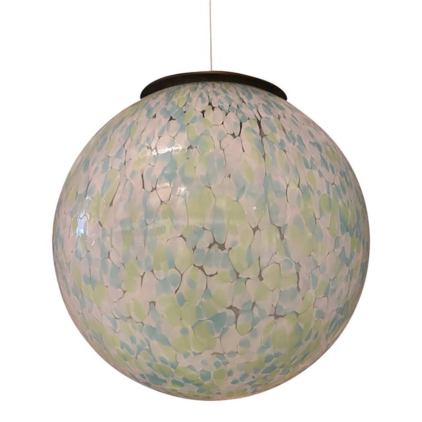 Contemporary Light Green Light Blue and White Swirling Sphere Pendant in Mu