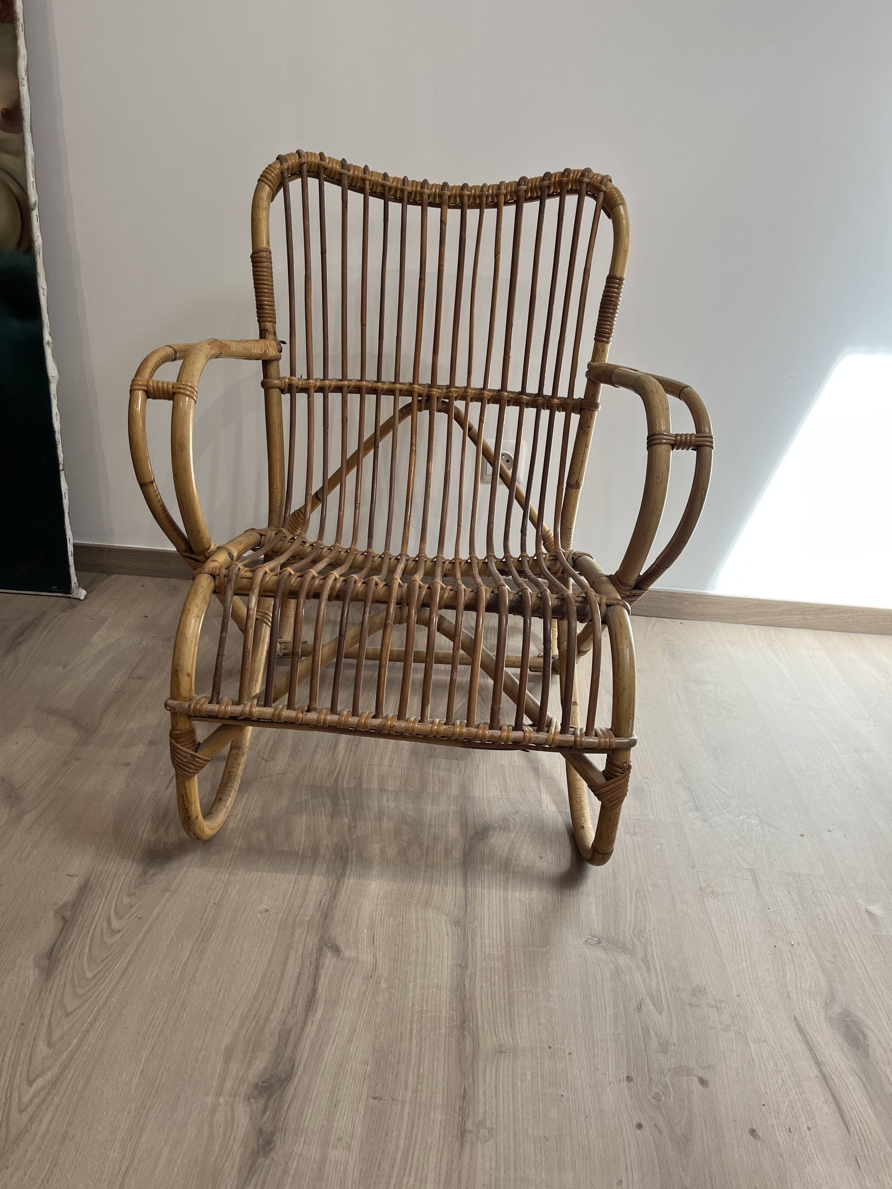 Armchair in woven wicker 1960/1970s