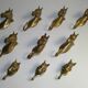 Set of 10 heavy brass horse coat rack wall hooks