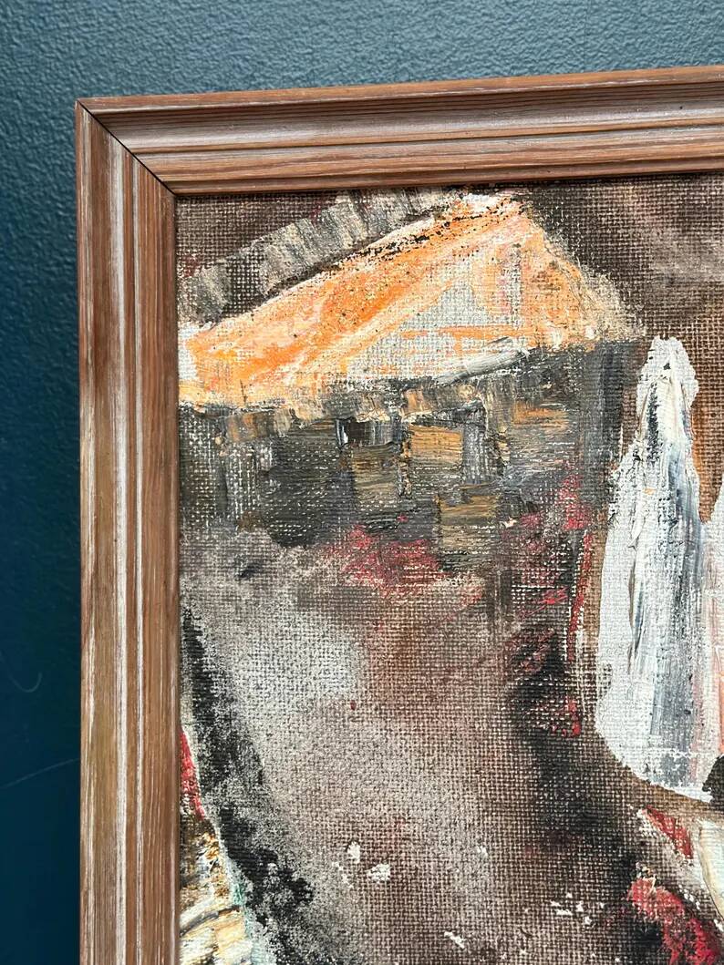 Swedish Original Oil on Canvas – "Abstract Composition" by Eivor Lindberg – 1967 – Signed – Vintage and Framed – 68 × 52 cm (26.8 in × 20.5 in)