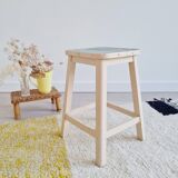White wooden painter's stool - blue seat
