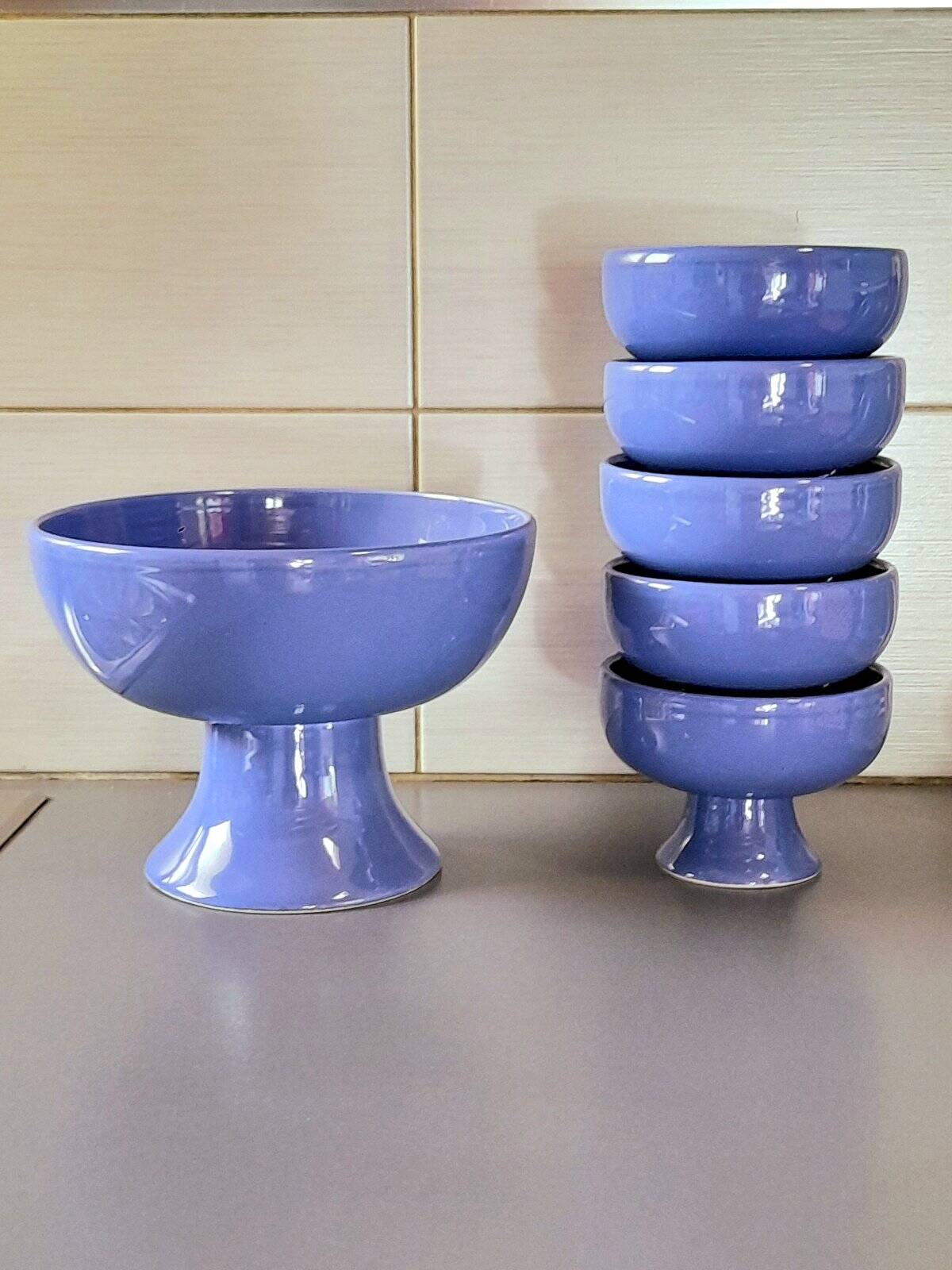 Ceramic bowls, blue dessert service