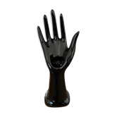 Hand baguier soliflore in black porcelain 70s