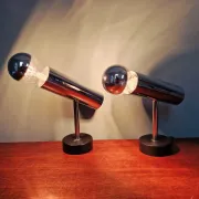 Pair of chrome metal wall lights, Staff Leuchten, Germany, 1970.