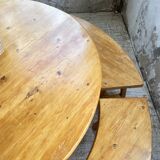 Set of round table and 4 rounded benches, 1950