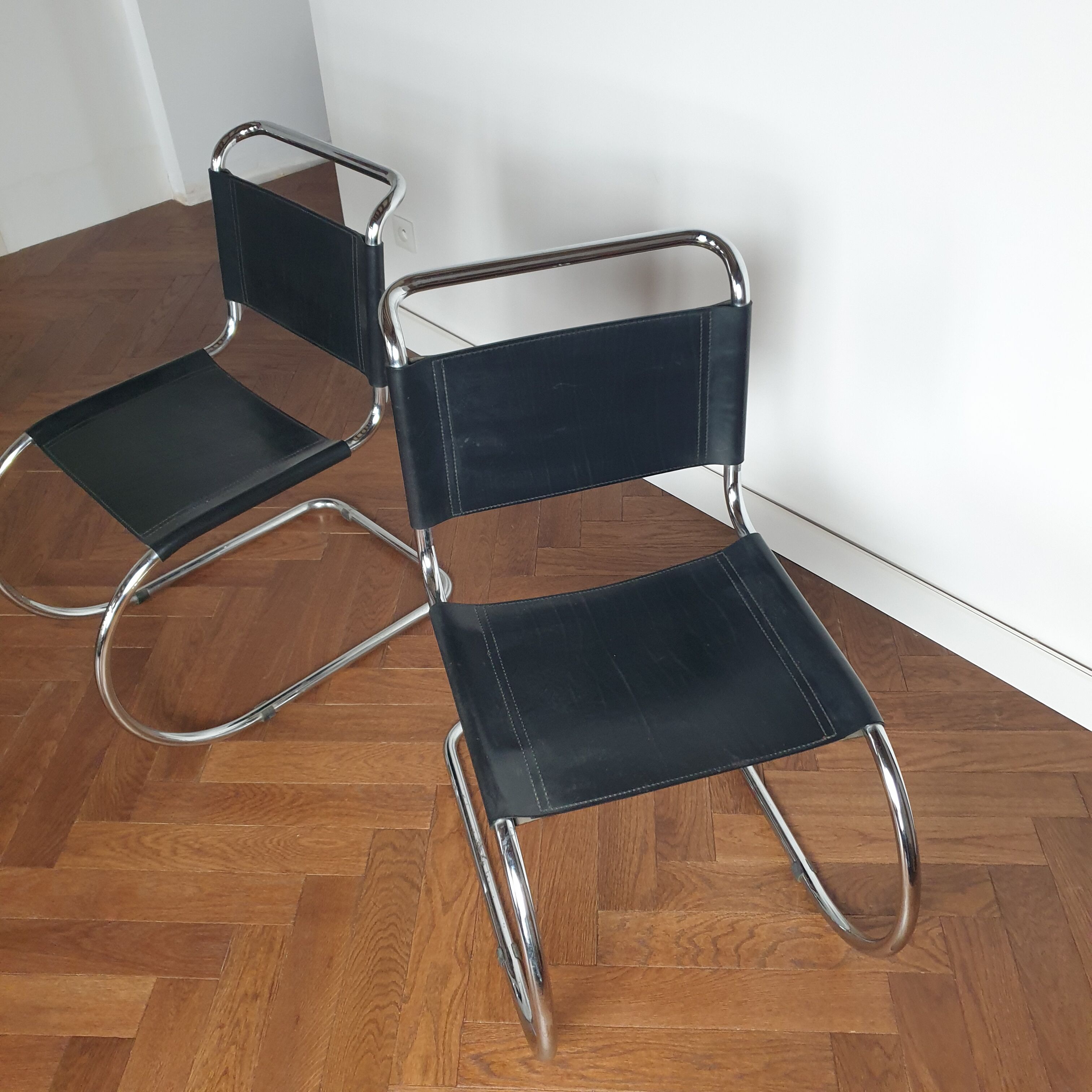 Chaise vintage cuir MR10 Mies Van Der Rohe