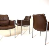 Röder Söhne Set of 3 leather office/dining room chairs by Miller Borgsen