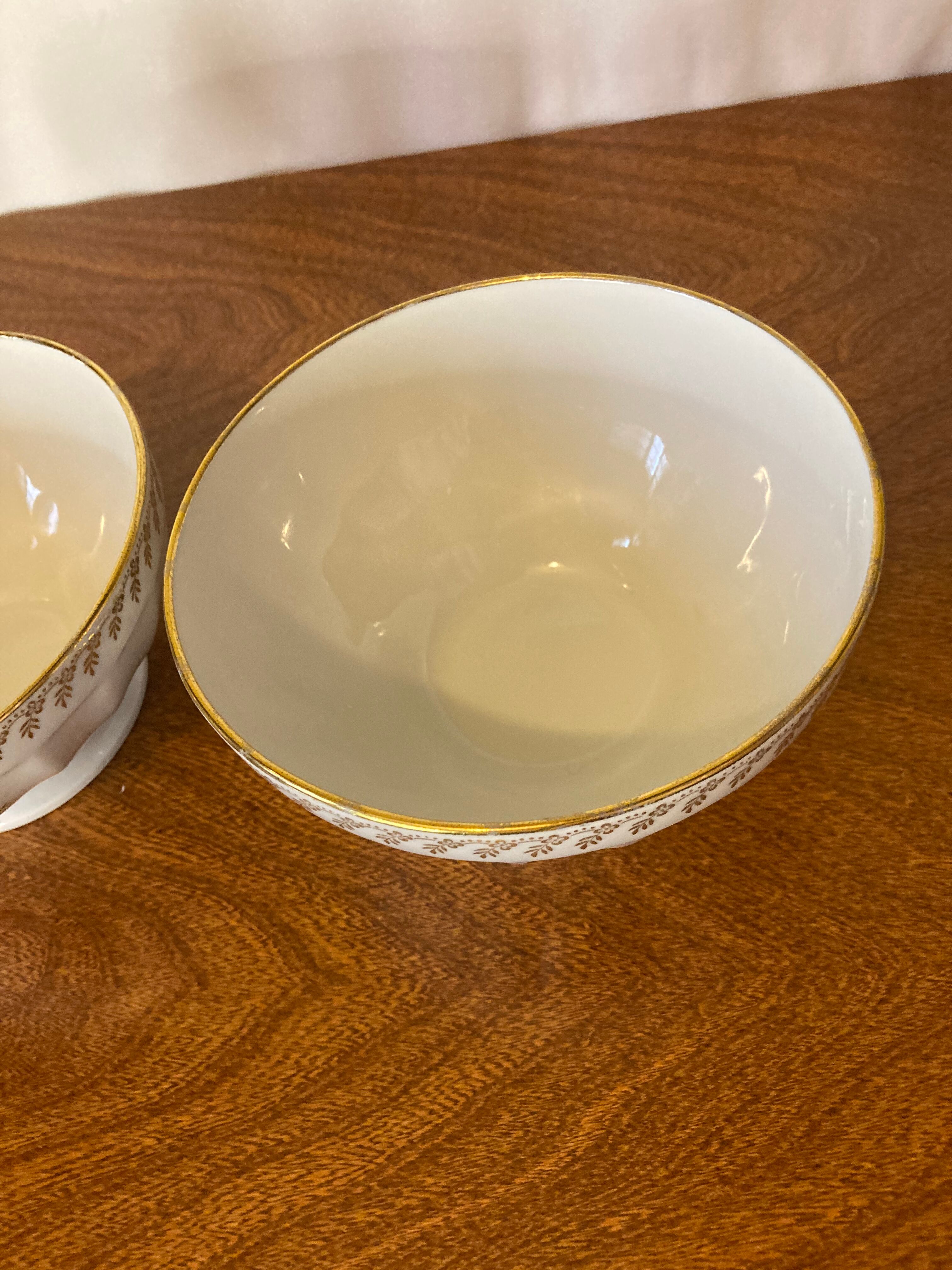 2 Violet Bowls Porcelain by Chauvigny Deshoulières