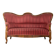 Biedermeier salon bench with raspberry red striped upholstery