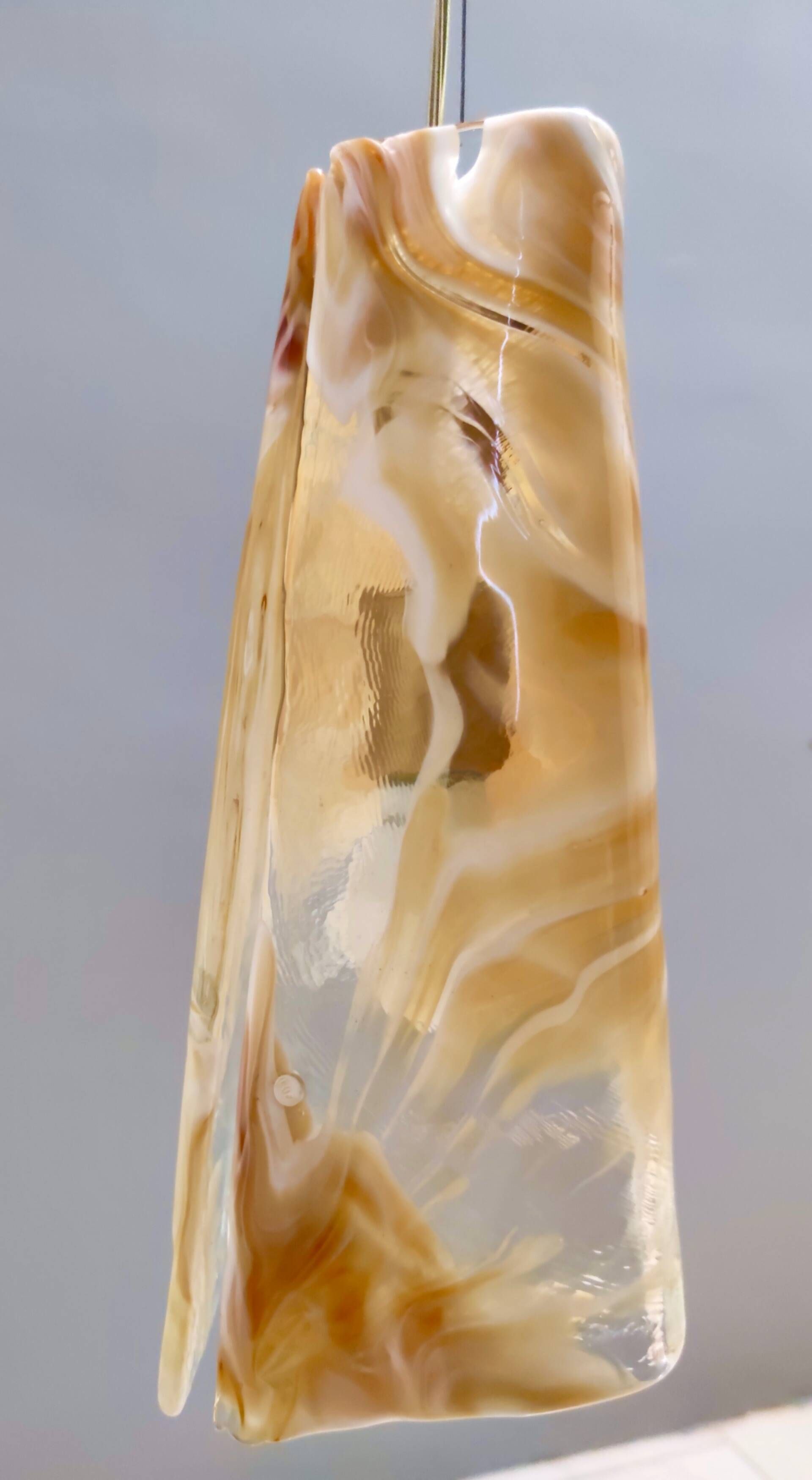 Postmodern Orange Murano Glass and Brass Pendant by La Murrina, Italy, 1980