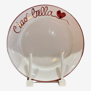 Hand-painted Italian handmade plate "Ciao Bella"