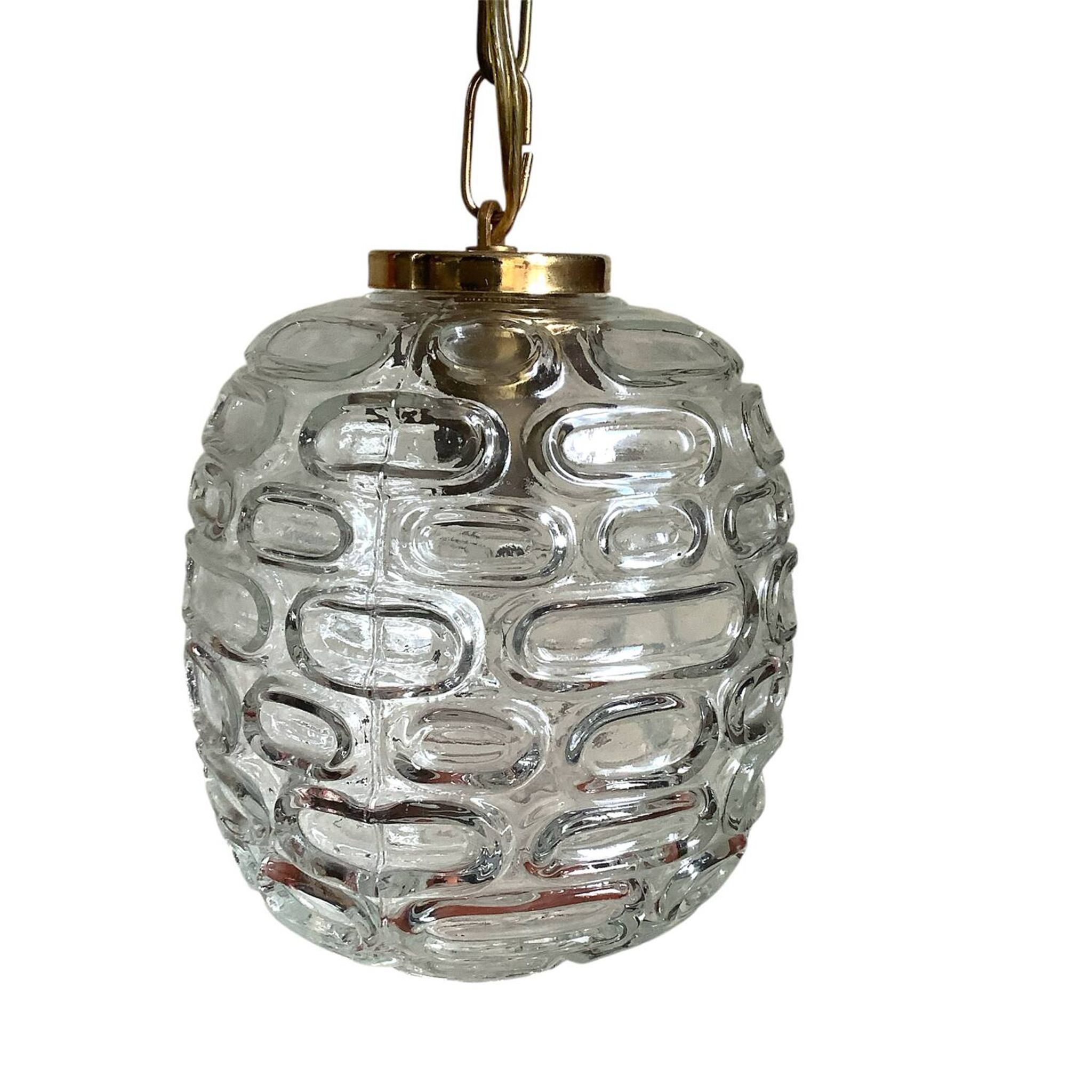 Suspension vintage en verre et métal doré