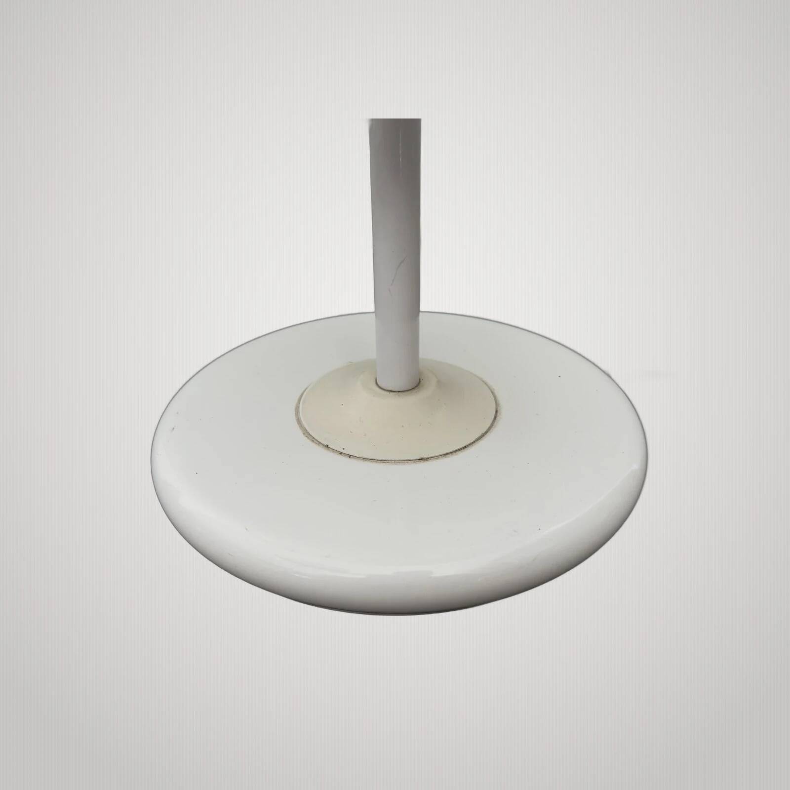 Lampe de table champignon en verre Murano et métal blanc, 1970