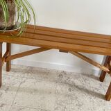 Folding bench in wood varnish vintage