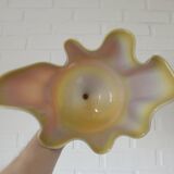 Vintage Swung Vase  Fruit Bowl Retro Red Blown Glass  Handmade Table Decor