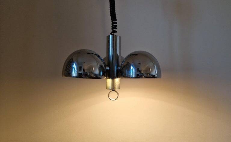 Midcentury Chrome Space Age Chandelier/Pendant Hillebrand, Germany, 1970s