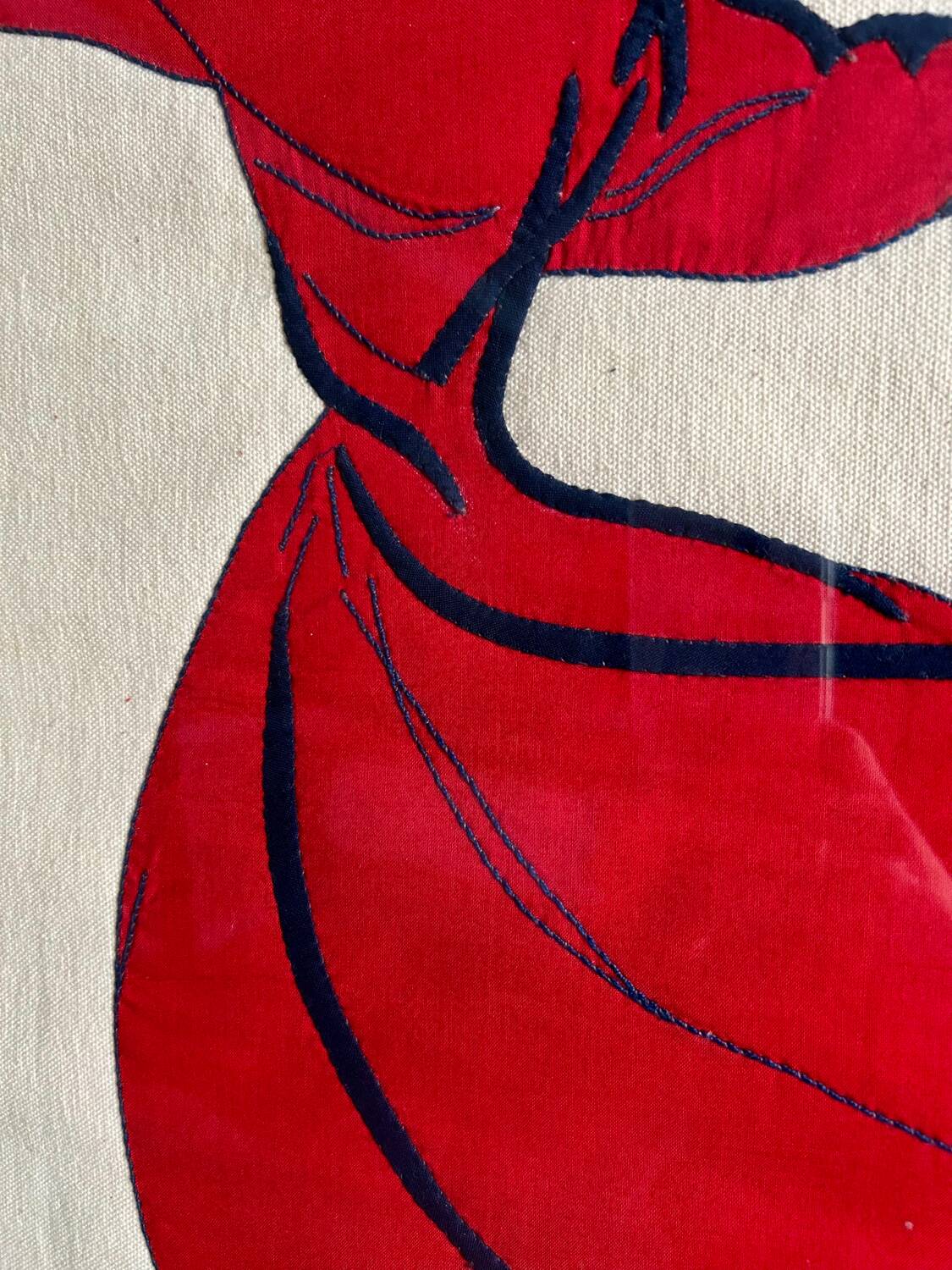 Contemporary Art Painting Signed 1992 Embroidered - Whirling Dervish - Framed