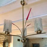 Lustre vintage en laiton et cristal