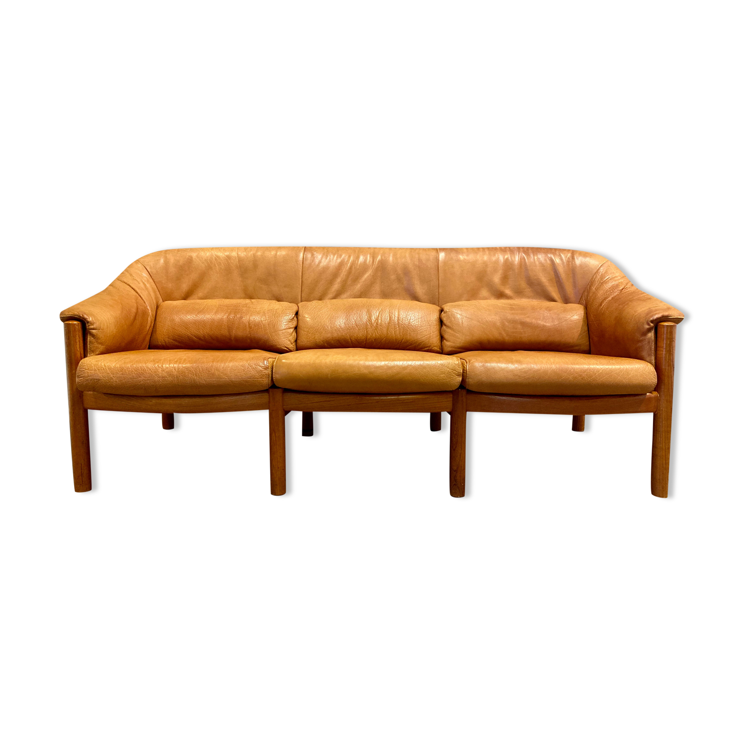 Teak and leather sofa scandinavian design 1960