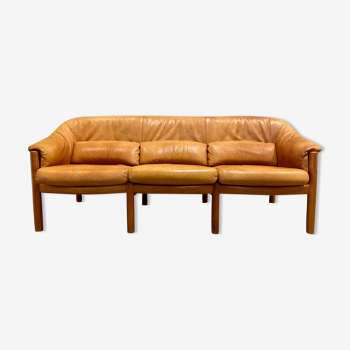 Teak and leather sofa scandinavian design 1960
