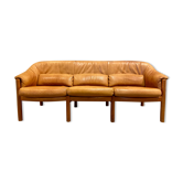 Teak and leather sofa scandinavian design 1960