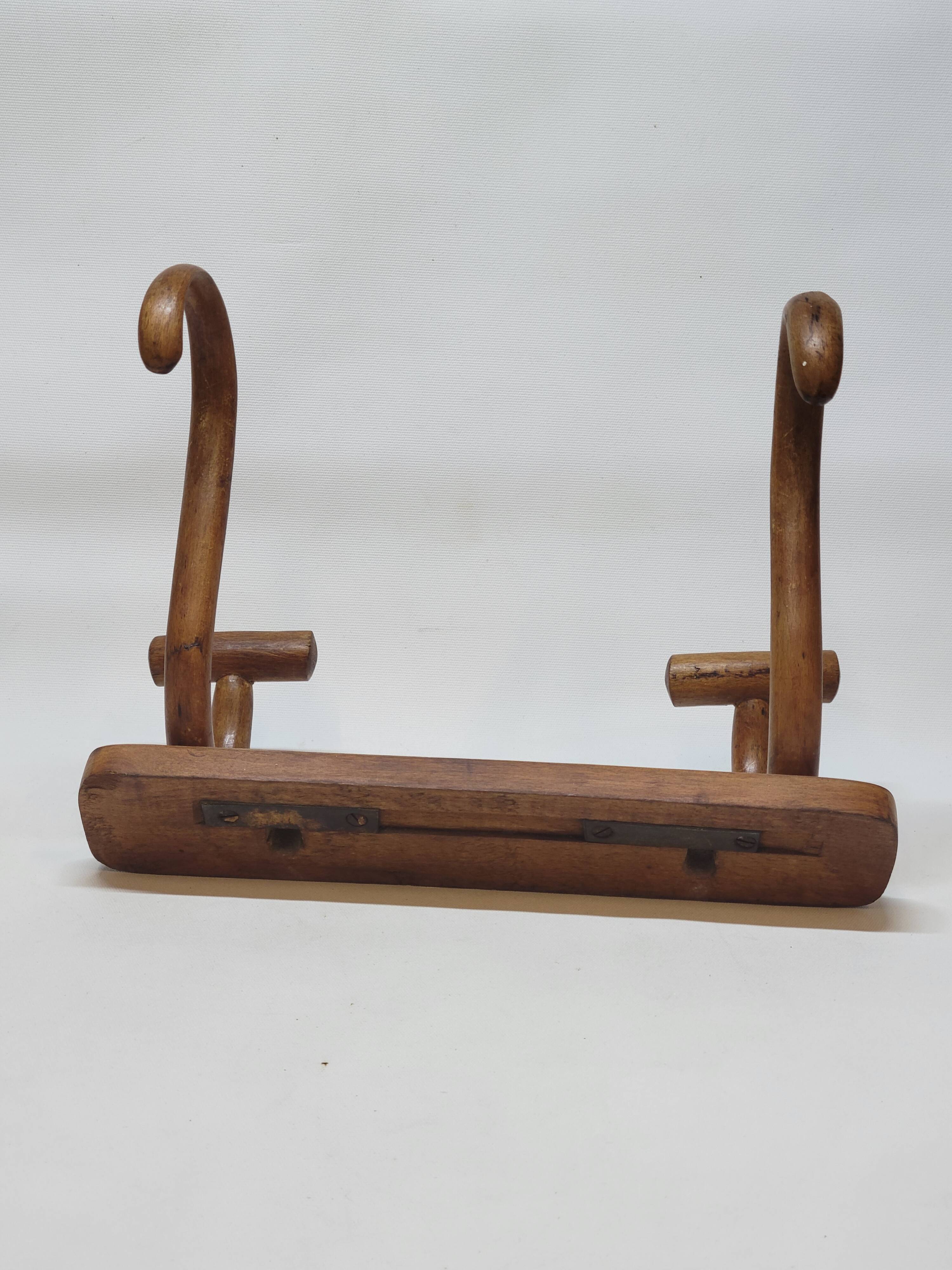Double Bistro Coat Rack Curved Wooden Hanger Early 20th Century