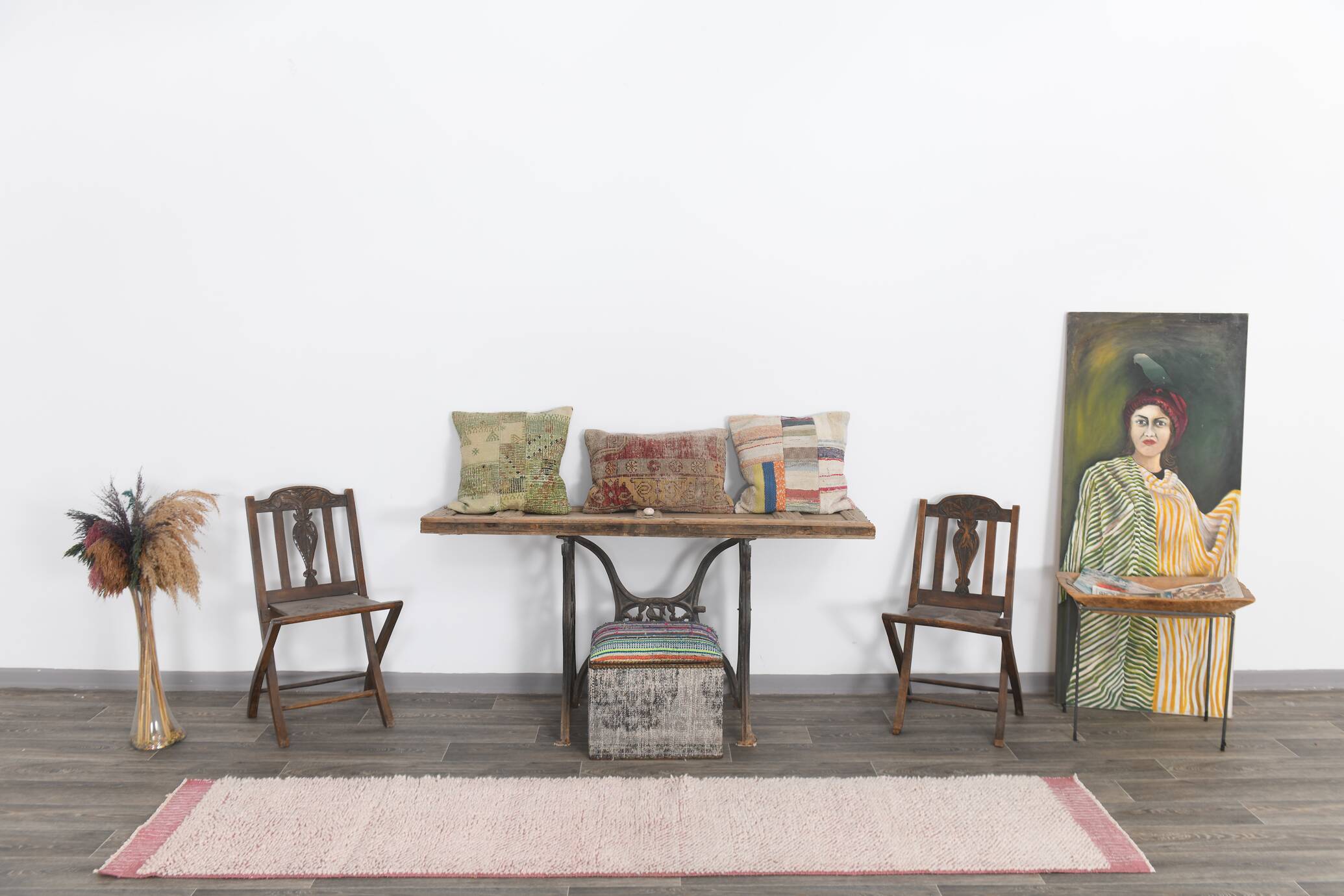 2x10 Rug For Hallway Pink & Beige Turkish Vintage Runner Rug, 61x291Cm SK 34962