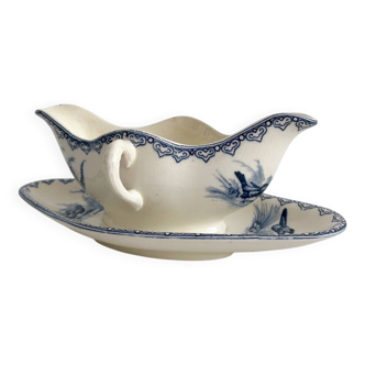 Antique ironstone sauceboat “Summer” Clairefontaine