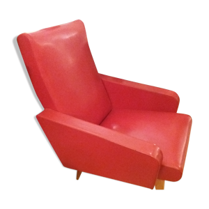 fauteuil en skai rouge