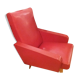 Armchair in red imitation leather with splayed legs, circa 1950