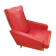 Armchair in red imitation leather with splayed legs, circa 1950