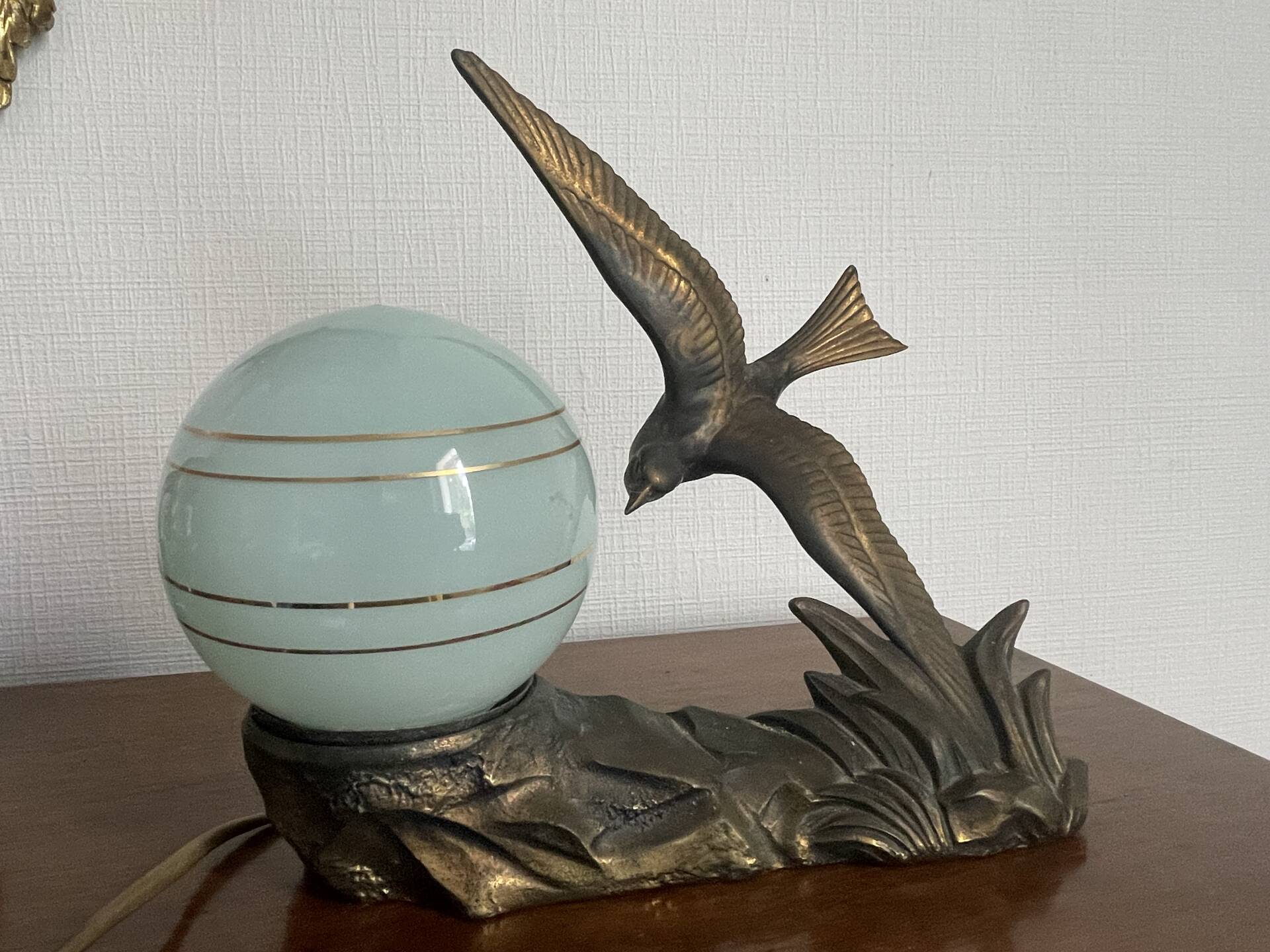 Art Deco night light circa 1930 swallow/seagull