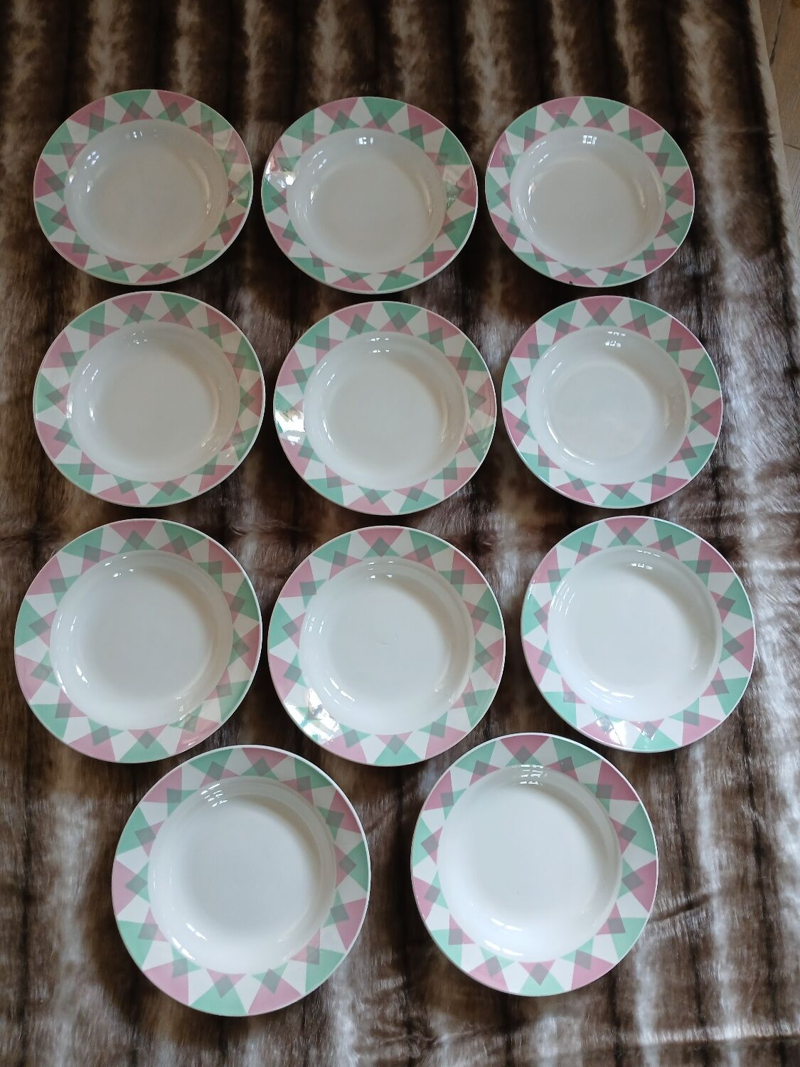 11 antique deep plates from Digoin and Sarreguemines