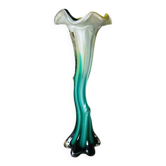 Vase Murano – Verre soufflé sommerso – Jaune et vert – Années 60–70 –
