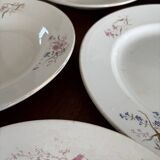 Set of 6 soup plates and 1 dish in polychrome ironstone Choisy-le-Roi