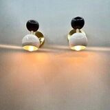 Italian Diablo Ball Wall Sconces in Polished Brass: Black & White Dual Lights