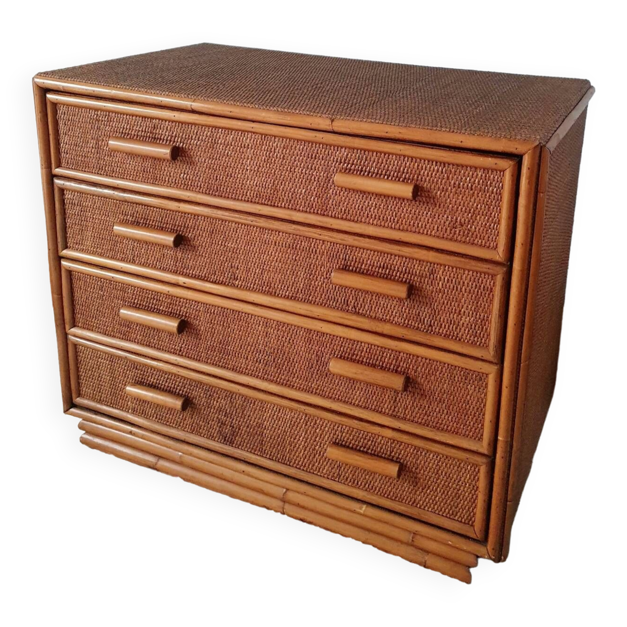Vintage rattan chest of drawers 4 drawers