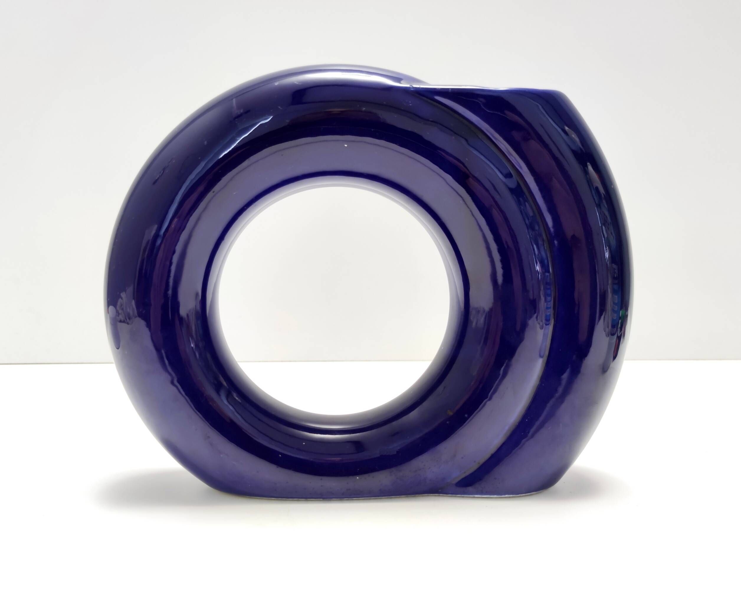 Vintage Blue Glazed Ceramic Vase by Pietro Arosio for Parravicini, Italy, 1