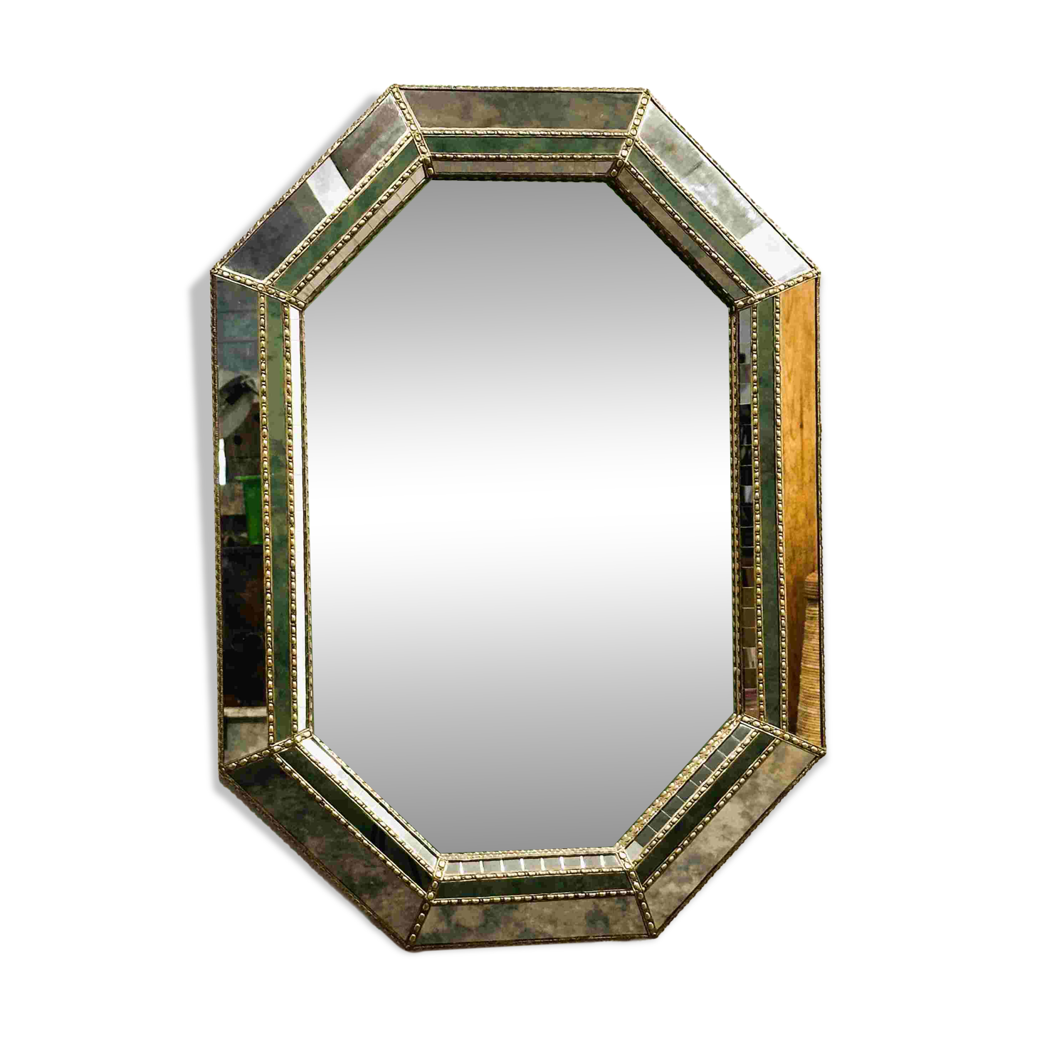 Vintage Spanish Neoclassical Hollywood Regency Octagonal Wall Mirror, Spain