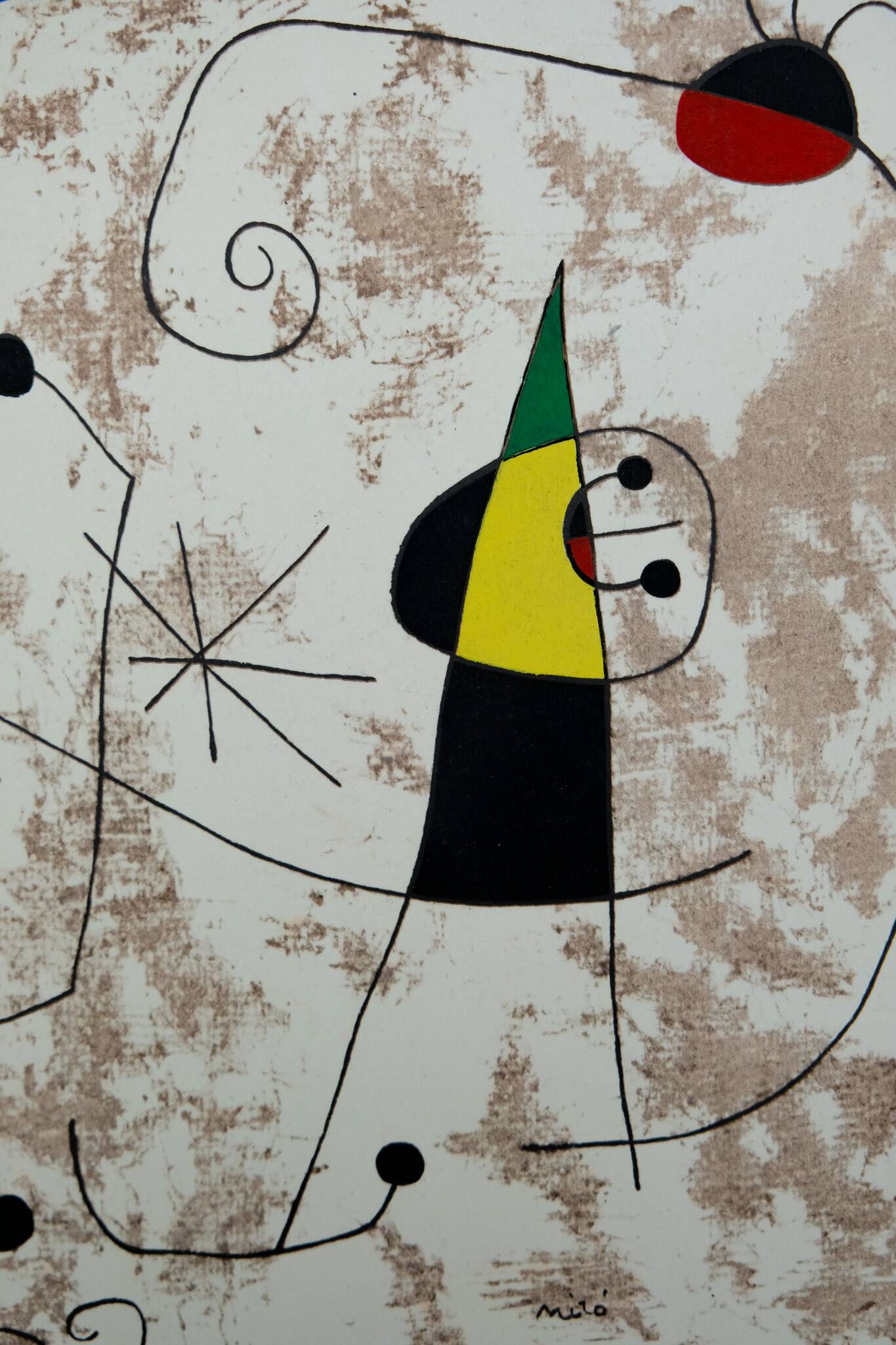 Joan MIRO : Personnage dans la nuit - Pochoir original signé