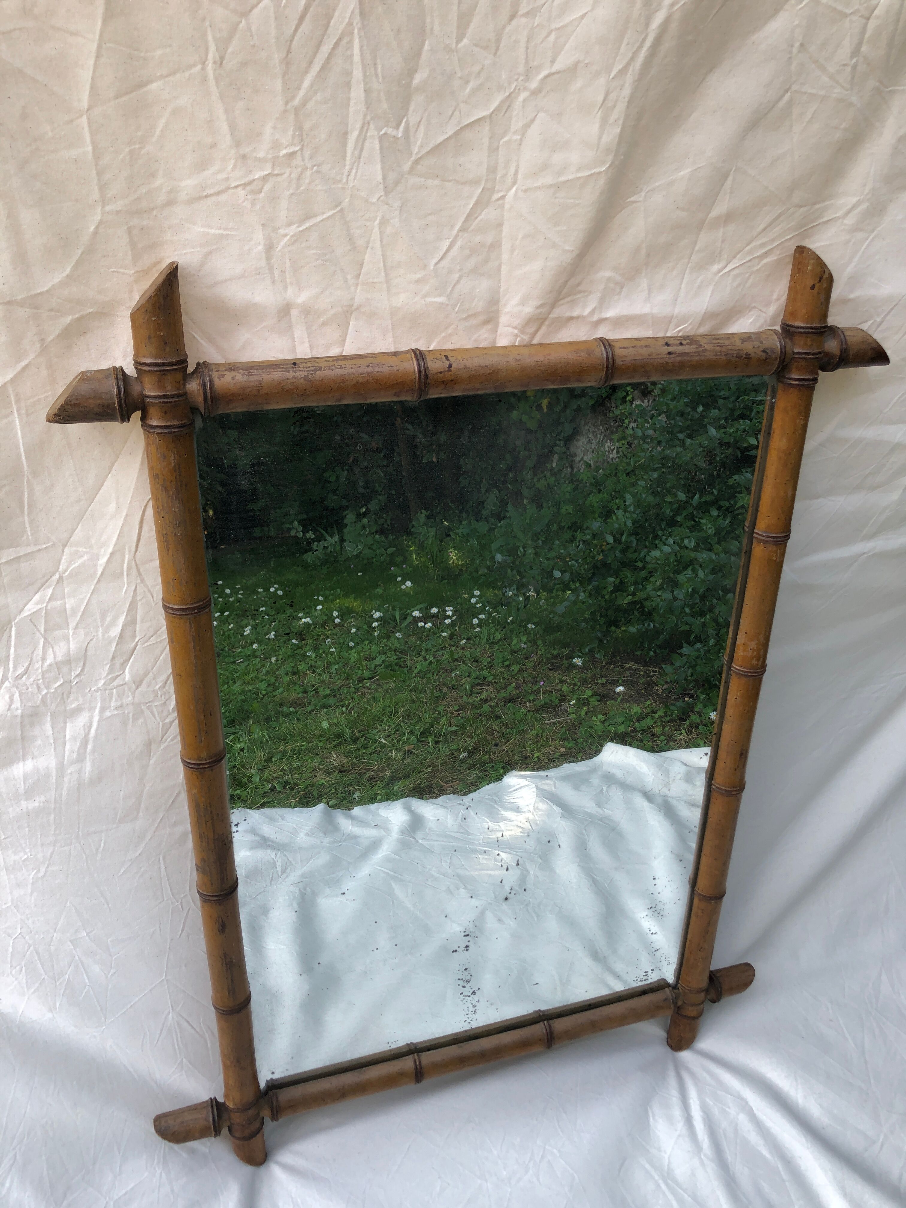 Rectangle bamboo mirror 70x50cm