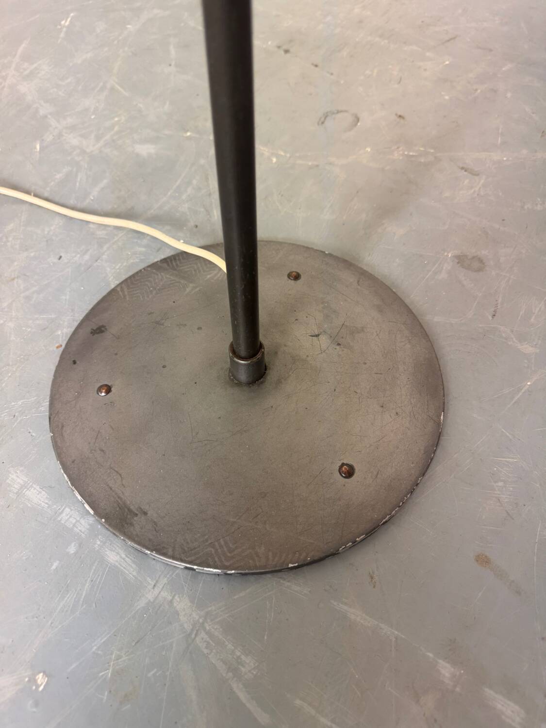 Mid Century France Modernist steel, brass and glass floor lamp, 1950s