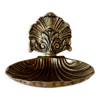 Porte-savon vintage Shell Brass, Porte-savon Doré, Décoration intérieure du milieu du siècle