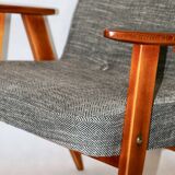 Vintage 366 Black & White Easy Chair by Józef Chierowski, 1970s