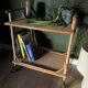 Rolling side table, serving cart, vintage rattan and wicker 60.